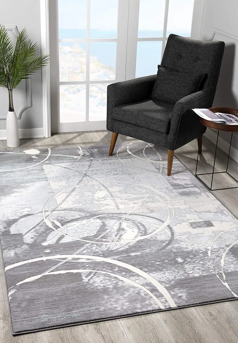Gray Abstract Splatter Area Rug Photo 4
