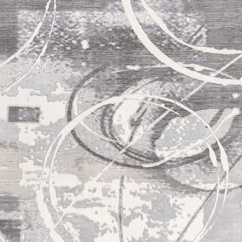Gray Abstract Power Loom Area Rug Photo 4