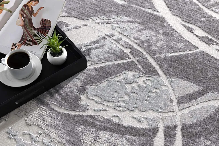 Gray Abstract Splatter Area Rug Photo 5