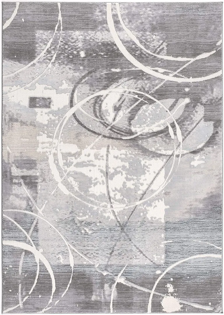 Gray Abstract Splatter Area Rug Photo 1