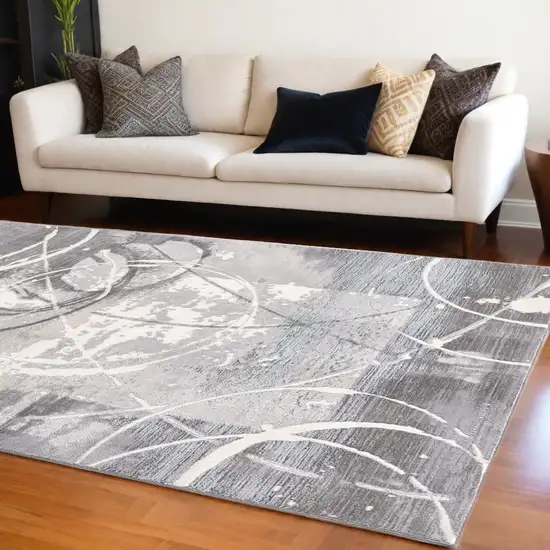 Gray Abstract Power Loom Area Rug Photo 1
