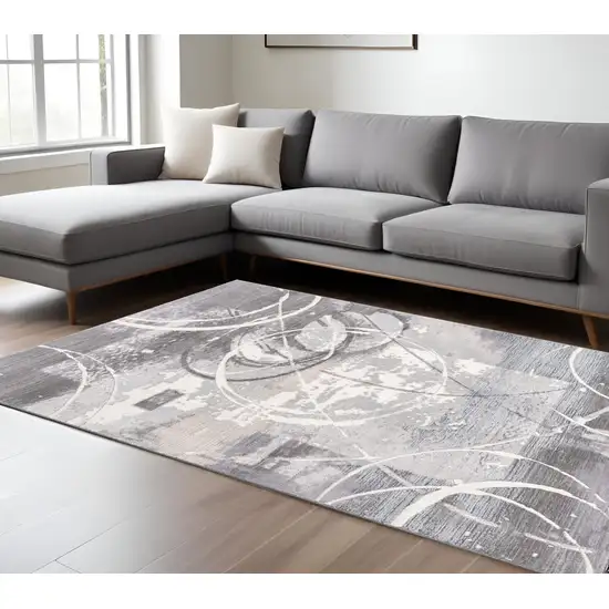 Gray Abstract Power Loom Area Rug Photo 1