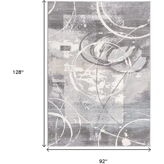 Gray Abstract Power Loom Area Rug Photo 3