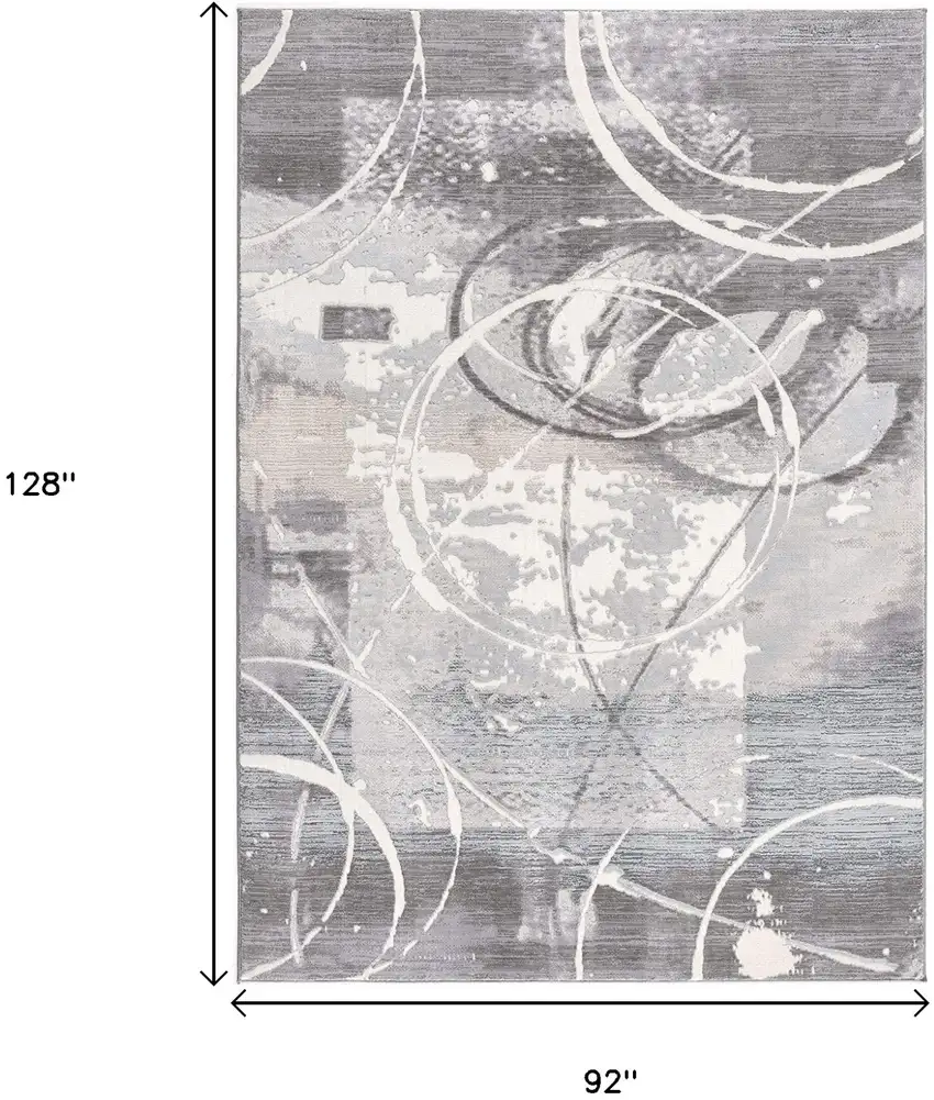 Gray Abstract Power Loom Area Rug Photo 3