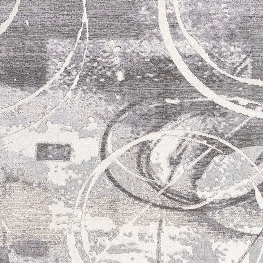 Gray Abstract Power Loom Area Rug Photo 4