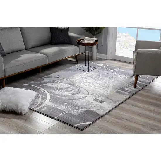 Gray Abstract Splatter Area Rug Photo 3