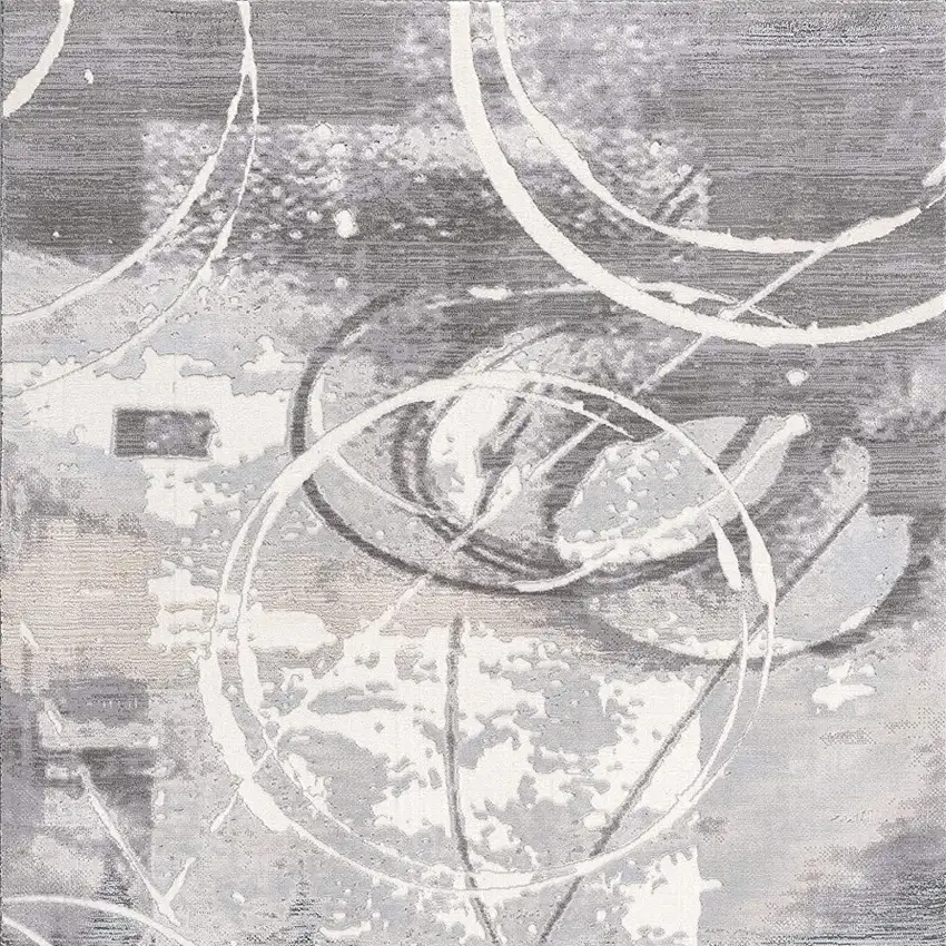 Gray Abstract Power Loom Area Rug Photo 5
