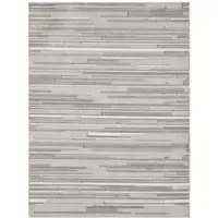 Photo of Gray Abstract Striped Indoor Outdoor Area Rug