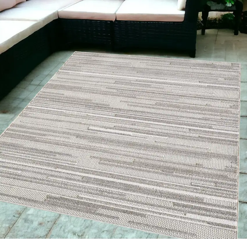 Gray Abstract Stain Resistant Indoor Outdoor Area Rug Photo 1