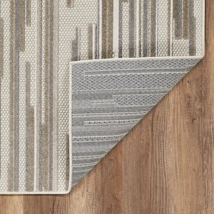 Gray Abstract Striped Indoor Outdoor Area Rug Photo 6