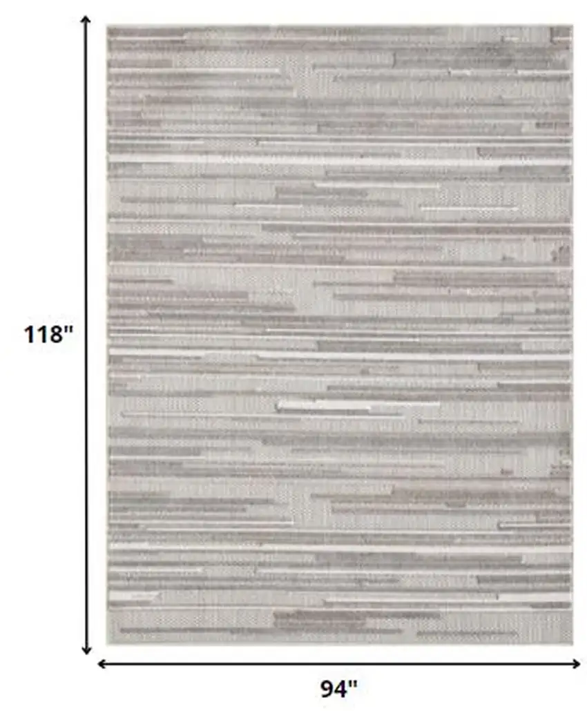 Gray Abstract Striped Indoor Outdoor Area Rug Photo 5