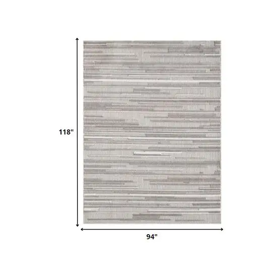 Gray Abstract Striped Indoor Outdoor Area Rug Photo 5