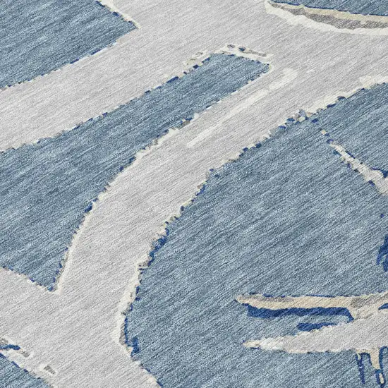 Gray Abstract Washable Indoor Outdoor Area Rug Photo 5