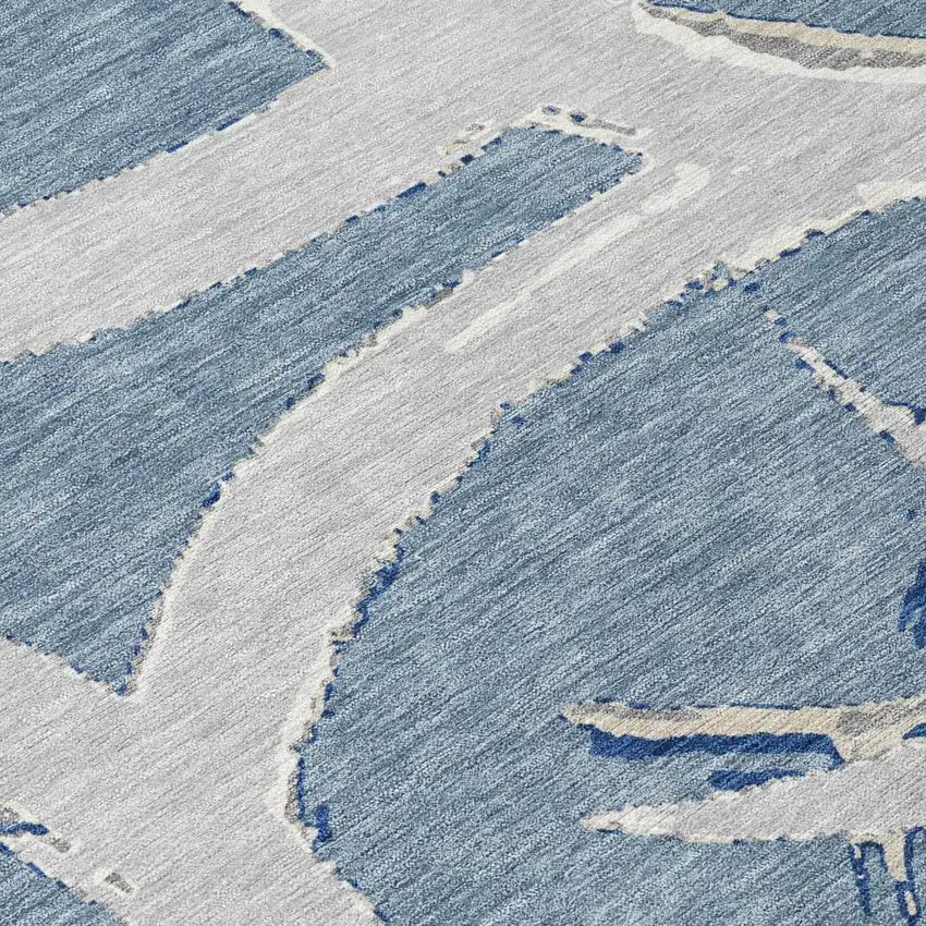 Gray Abstract Washable Indoor Outdoor Area Rug Photo 5