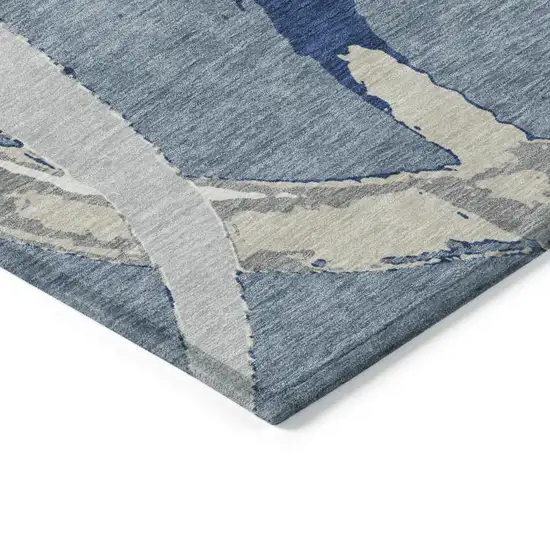Gray Abstract Washable Indoor Outdoor Area Rug Photo 4