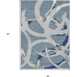 Photo of Gray Abstract Washable Indoor Outdoor Area Rug