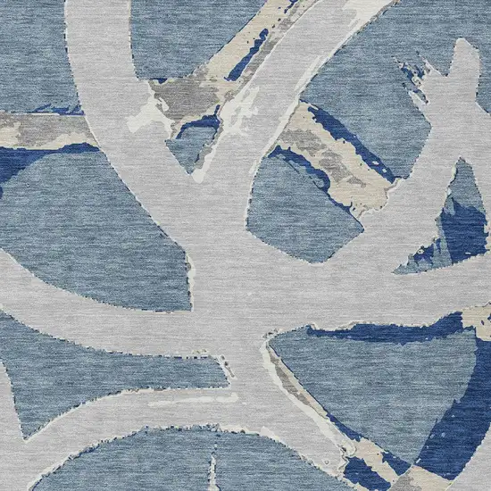 Gray Abstract Washable Indoor Outdoor Area Rug Photo 6