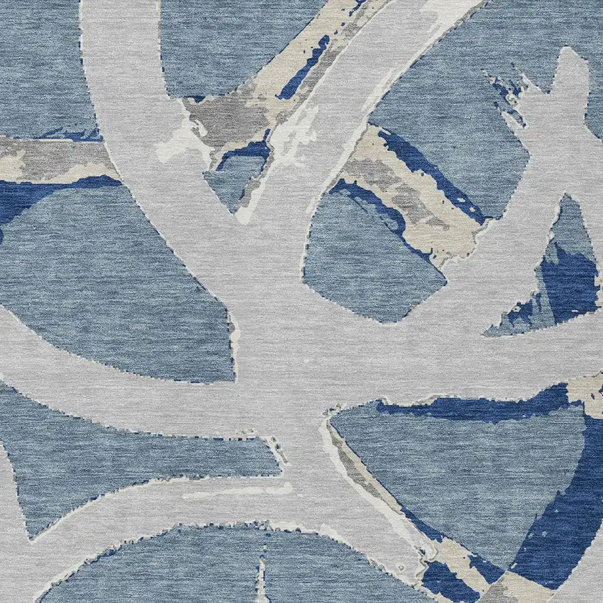 Gray Abstract Washable Indoor Outdoor Area Rug Photo 6
