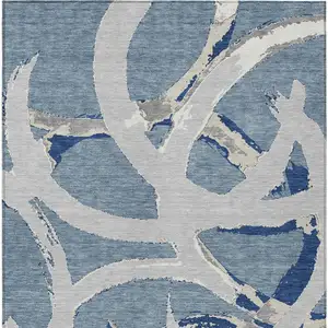 Photo of Gray Abstract Washable Indoor Outdoor Area Rug