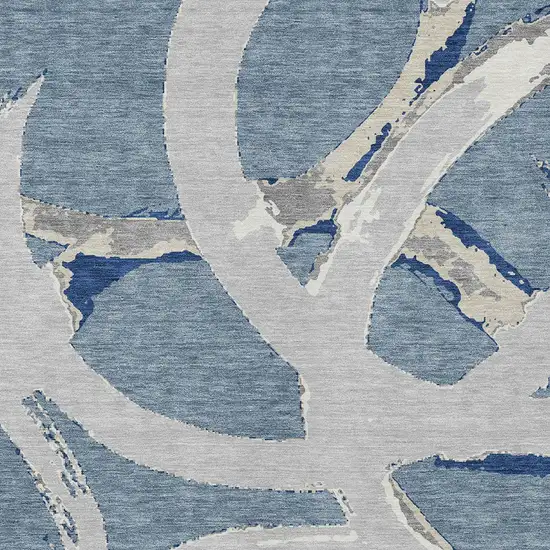 Gray Abstract Washable Indoor Outdoor Area Rug Photo 6