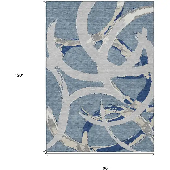 Gray Abstract Washable Indoor Outdoor Area Rug Photo 3