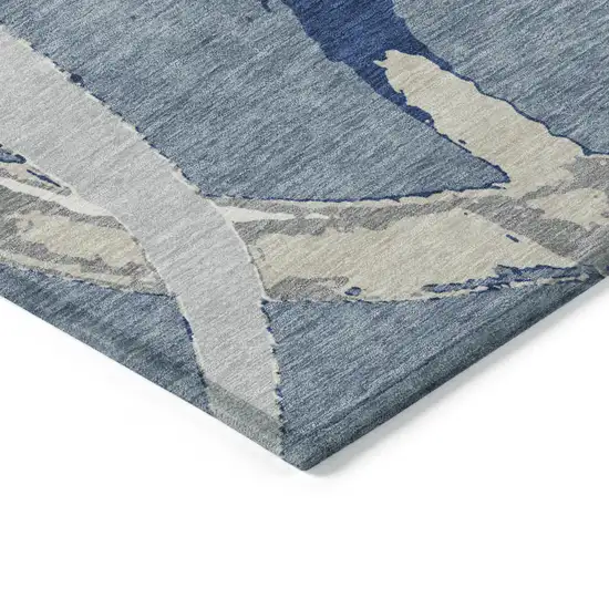 Gray Abstract Washable Indoor Outdoor Area Rug Photo 5