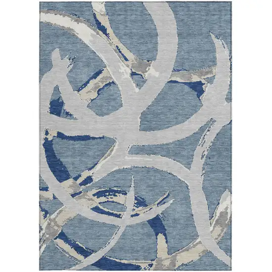 Gray Abstract Washable Indoor Outdoor Area Rug Photo 8