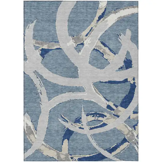 Gray Abstract Washable Indoor Outdoor Area Rug Photo 2