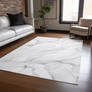 Photo of Gray Abstract Washable Indoor Outdoor Area Rug
