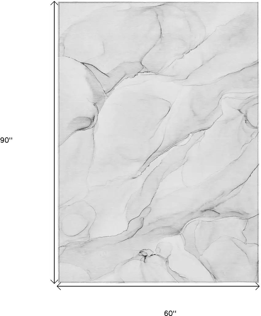 Gray Abstract Washable Indoor Outdoor Area Rug Photo 3