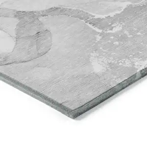 Photo of Gray Abstract Washable Indoor Outdoor Runner Rug