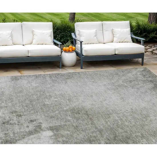 Gray Abstract Washable Non Skid Area Rug With UV Protection Photo 1