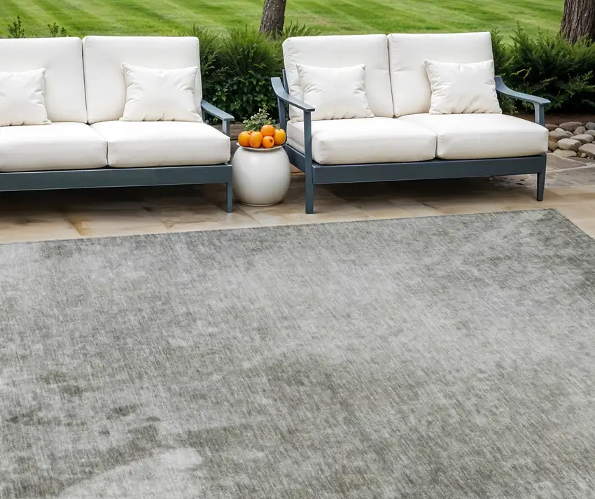 Gray Abstract Washable Non Skid Area Rug With UV Protection Photo 1