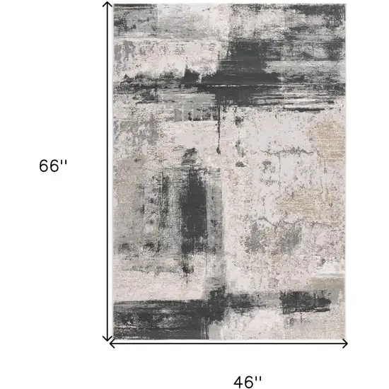 Gray And Ivory Abstract Washable Area Rug Photo 7
