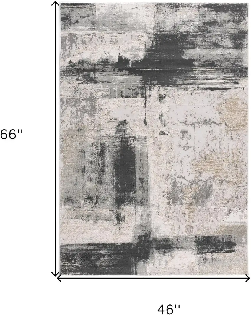 Gray And Ivory Abstract Washable Area Rug Photo 7