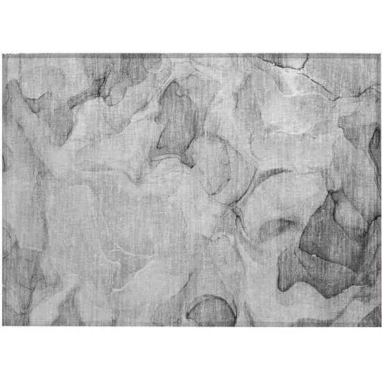 Gray Abstract Washable Non Skid Indoor Outdoor Area Rug Photo 2