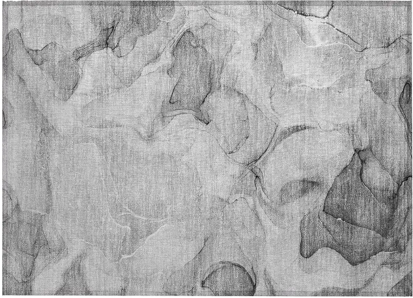 Gray Abstract Washable Non Skid Indoor Outdoor Area Rug Photo 2