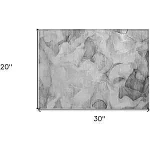 Photo of Gray Abstract Washable Non Skid Indoor Outdoor Area Rug