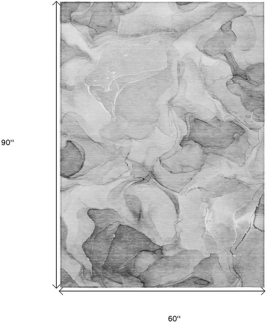 Gray Abstract Washable Non Skid Indoor Outdoor Area Rug Photo 3