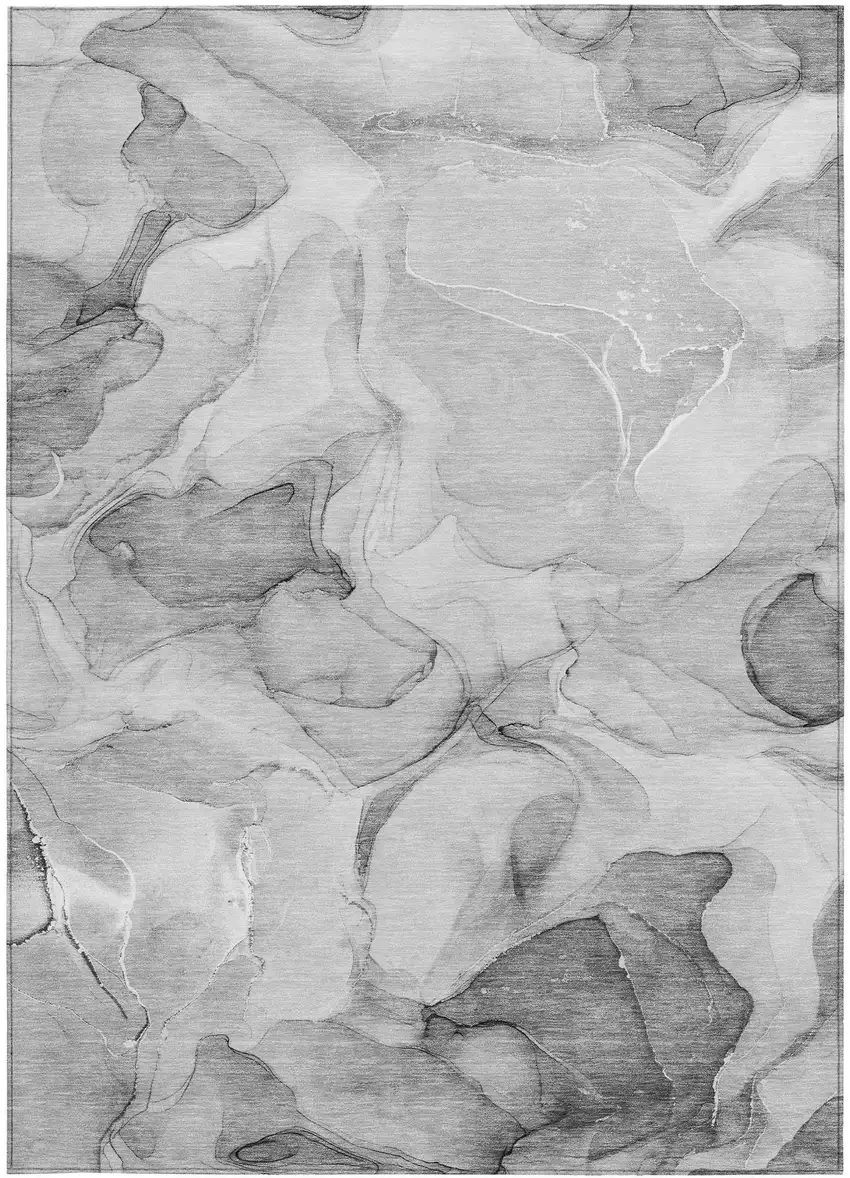 Gray Abstract Washable Non Skid Indoor Outdoor Area Rug Photo 4