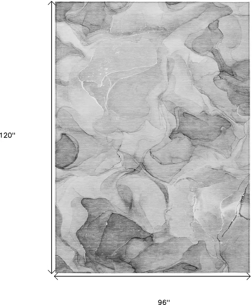 Gray Abstract Washable Non Skid Indoor Outdoor Area Rug Photo 3