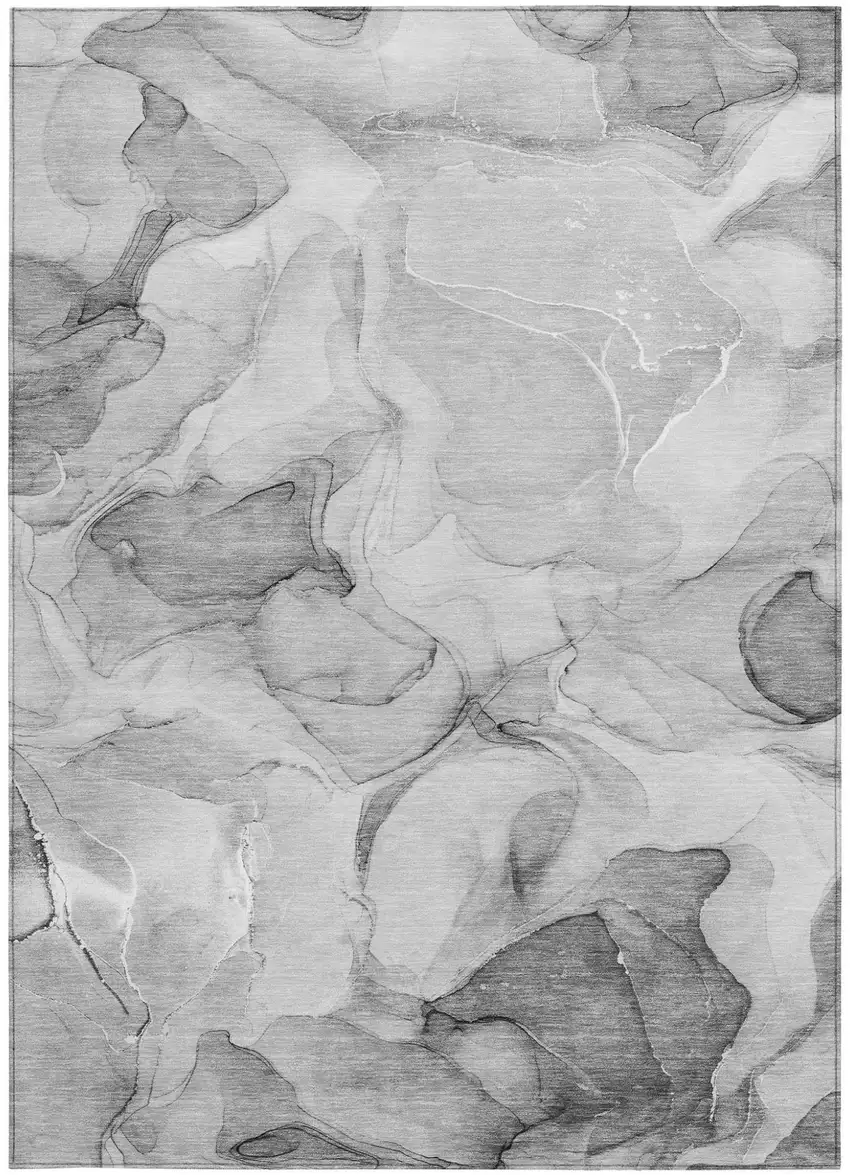 Gray Abstract Washable Non Skid Indoor Outdoor Area Rug Photo 5