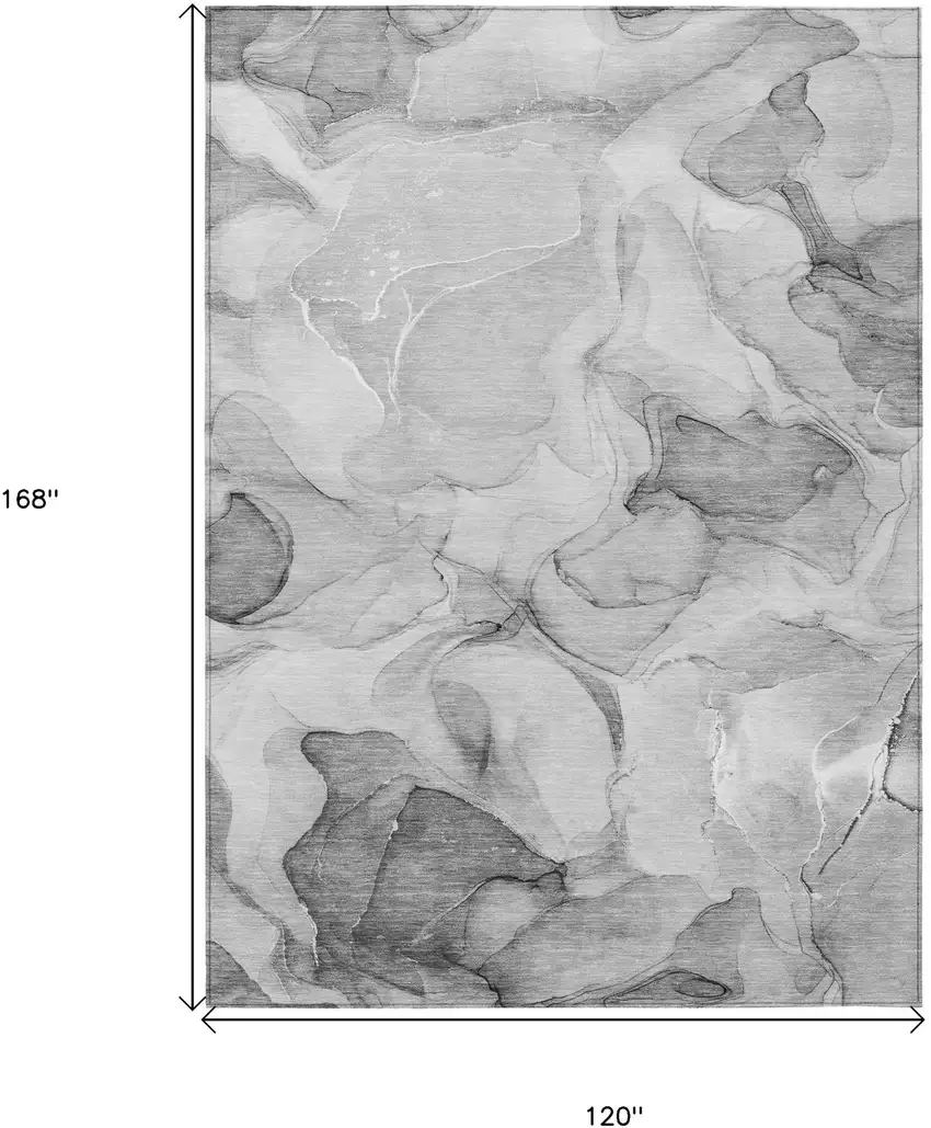 Gray Abstract Washable Non Skid Indoor Outdoor Area Rug Photo 3