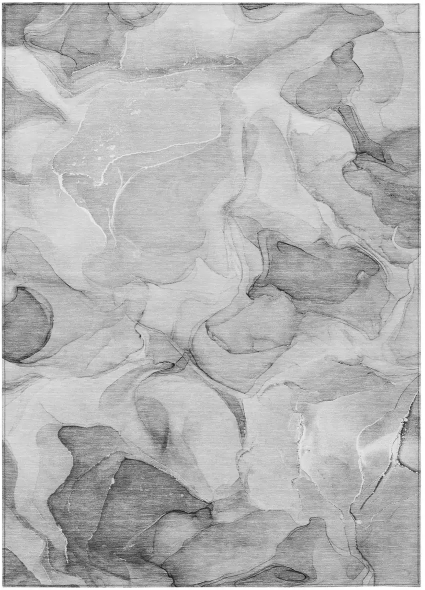 Gray Abstract Washable Non Skid Indoor Outdoor Area Rug Photo 2