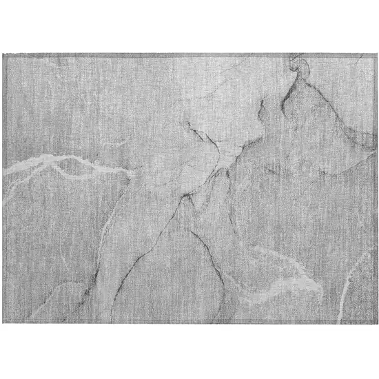 Gray Abstract Washable Non Skid Indoor Outdoor Area Rug Photo 2