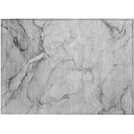 Gray Abstract Washable Non Skid Indoor Outdoor Area Rug Photo 2