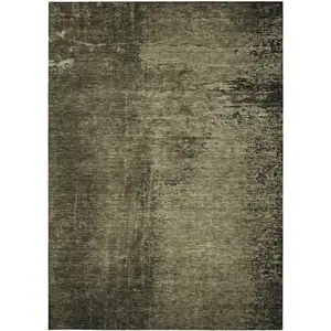 Photo of Gray Abstract Washable Non Skid Indoor Outdoor Area Rug