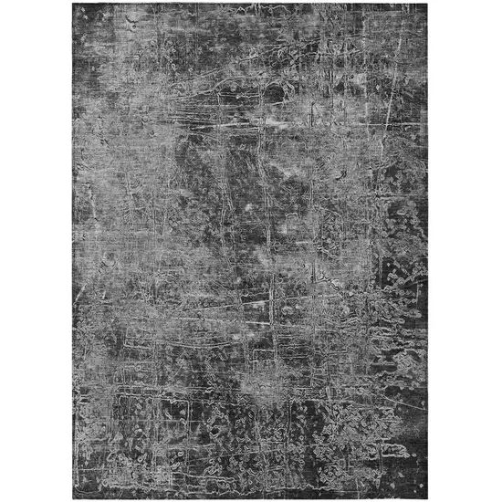 Gray Abstract Washable Non Skid Indoor Outdoor Area Rug Photo 2