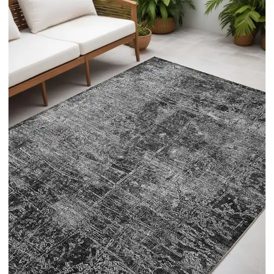 Gray Abstract Washable Non Skid Indoor Outdoor Area Rug Photo 1