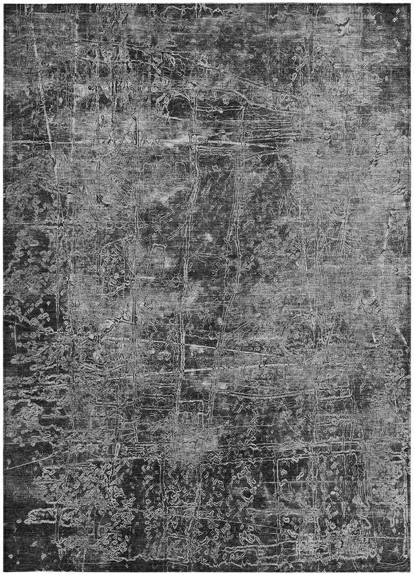 Gray Abstract Washable Non Skid Indoor Outdoor Area Rug Photo 5